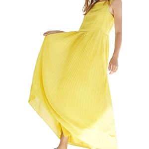 Massimo Dutti - Long Yellow pleated maxi dress